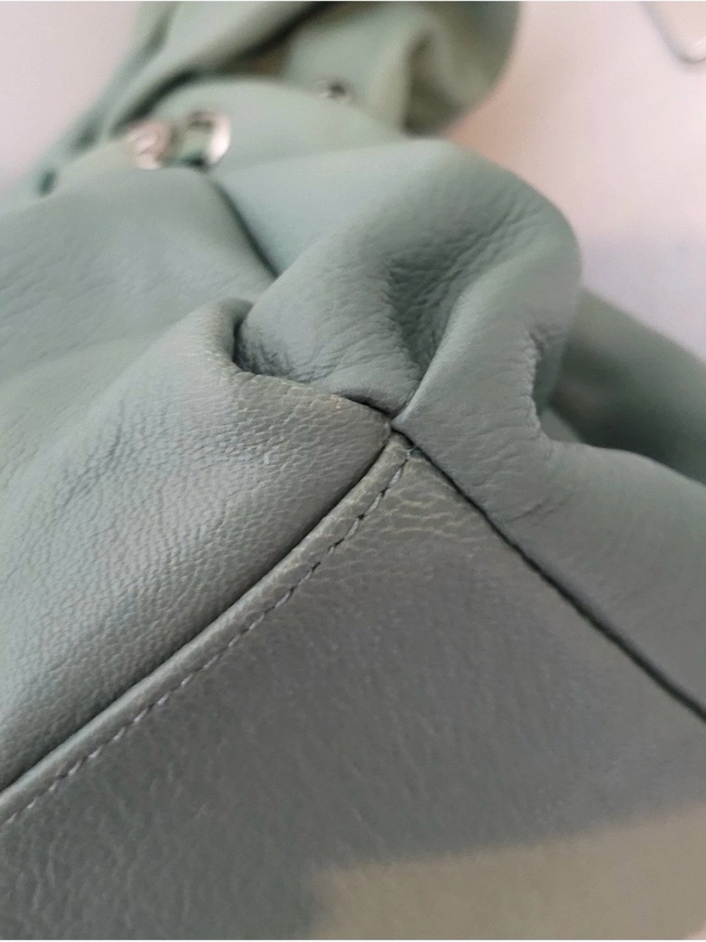 Barr + Barr NY Leather Shoulder Tote Bag Seafoam Green - Picture 9 of 16